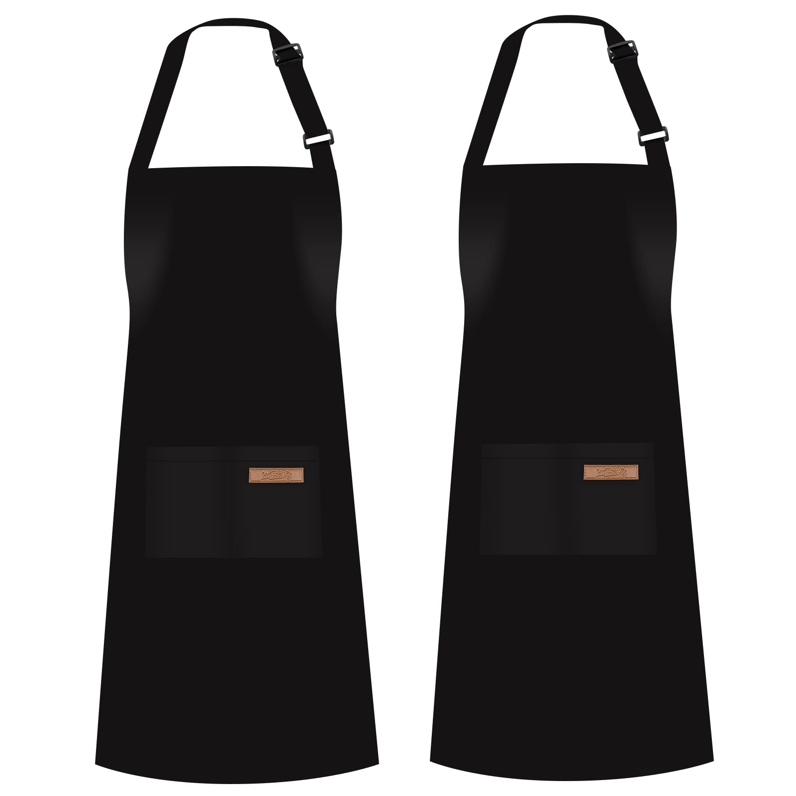 Hibaby Apron, Adjustable 2 Pack Bib Aprons With 2 Pockets Cooking Kitchen Aprons For Men Women, For Bbq Outdoors Baking Crafting