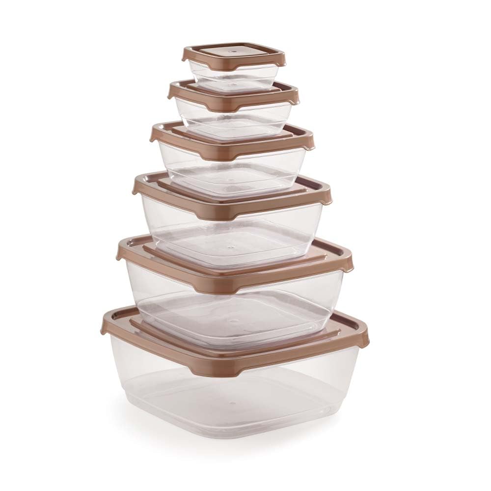 Ski Homeware Jade Square Storage Container Set For Kitchen | Refrigerator | Freezer Unbreakable (Set Of 6 Pcs | 150Ml | 300Ml |
