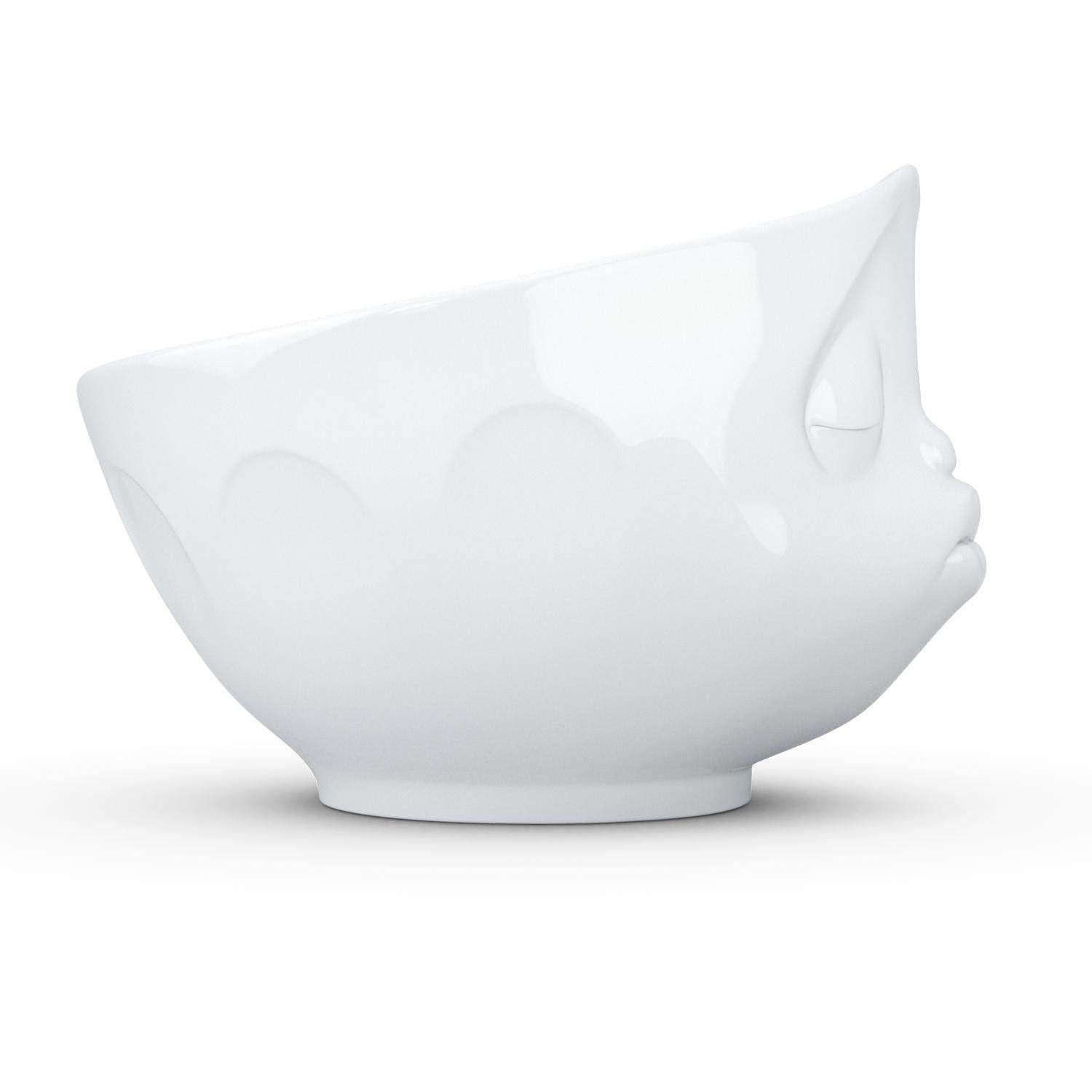 Fiftyeight Products Tassen Porcelain Bowl, Kissing Face Edition, 16 Oz. White, (Single Bowl) For Serving Cereal, Soup