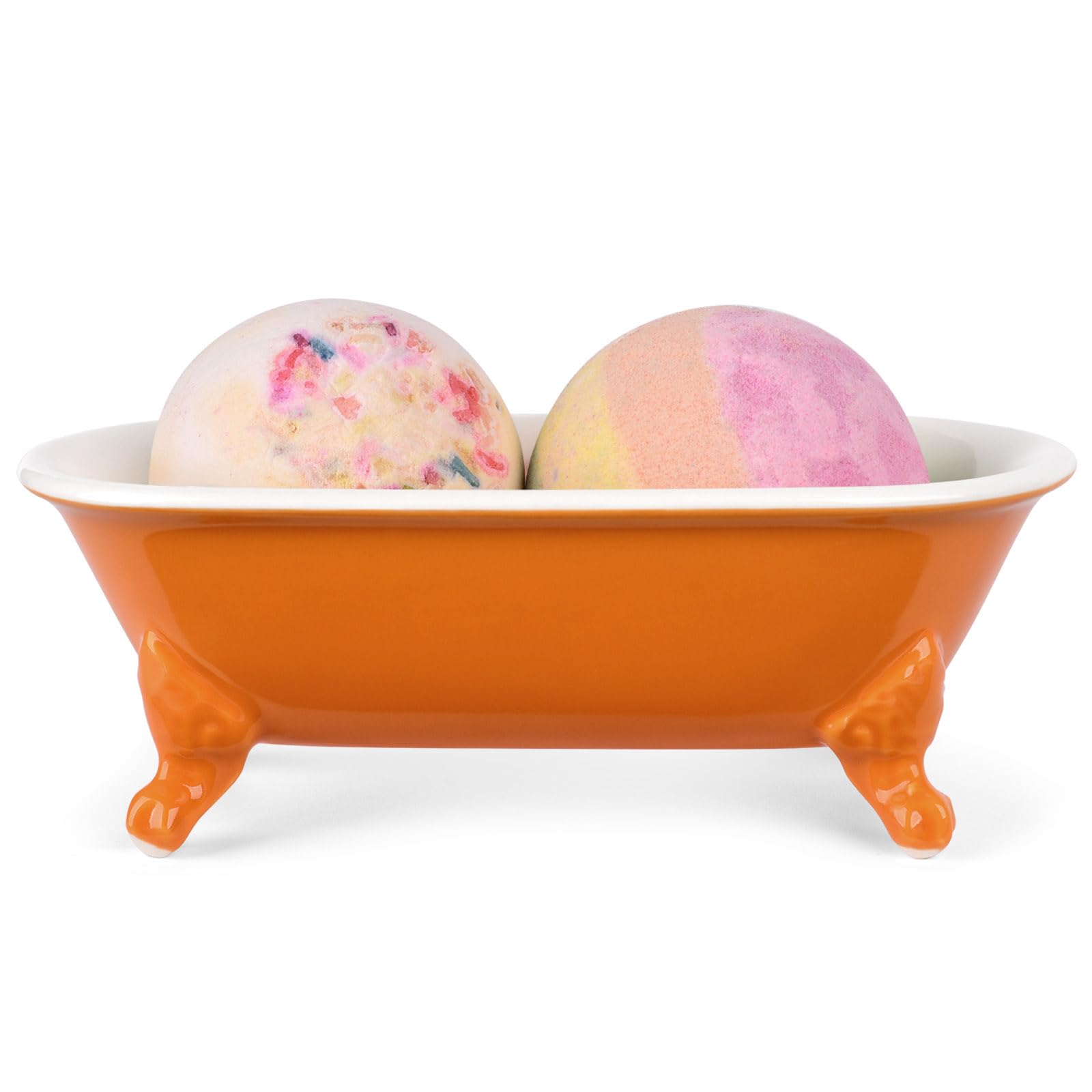NEWHENGS 6.5 Ceramic Mini Decorative Clawfoot Bathtub Bar Soap Dish, Kitchen Sponge Holder and Shower Tray for Bathroom, 1 Pack(