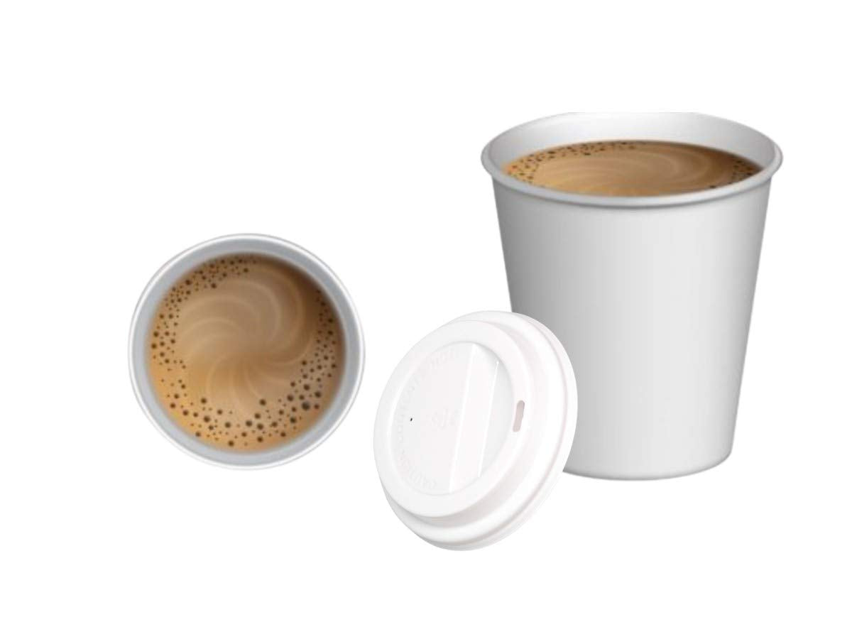 1InTheHome 8 oz Coffee Cups With Lids Disposable Paper Coffee Hot Cups (50 Cup & 50 Lids)