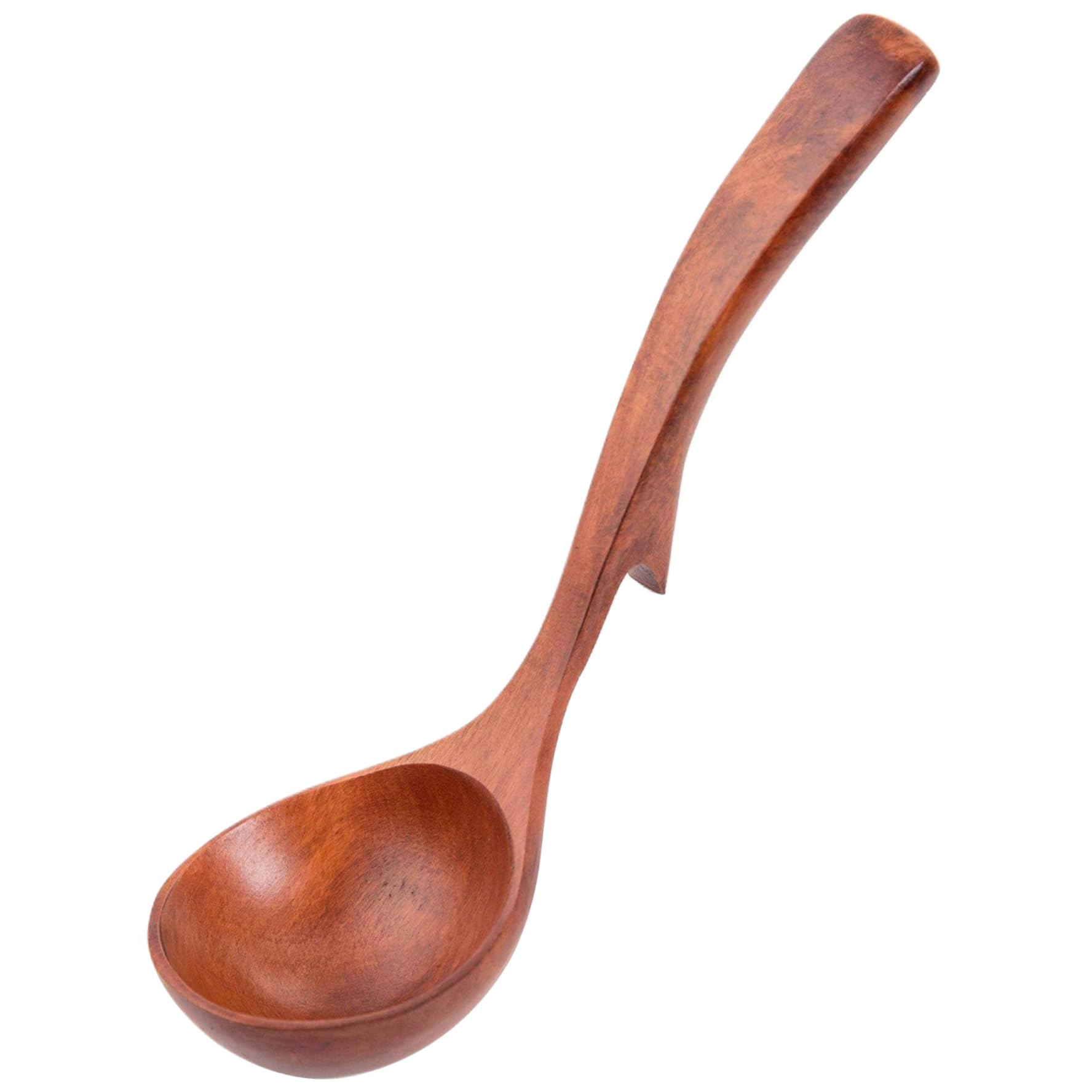 10.6x3.2in Natural Wooden Soup Ladle with NonSlip Slot for Cooking