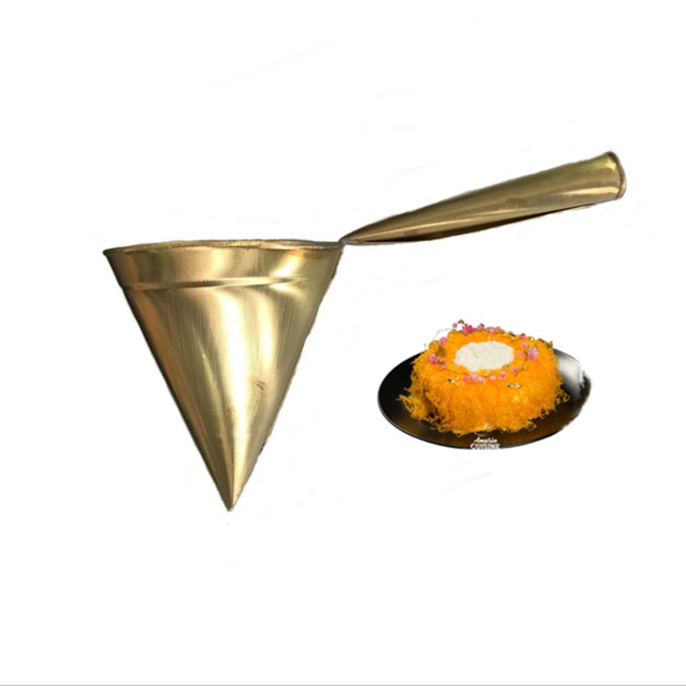 Cozinest Egg Yolk Threads Maker Brass Funnel Thai Dessert Foi Thong Portuguese Sweet Eggs Thread Mold (2.7 Inches), Gold