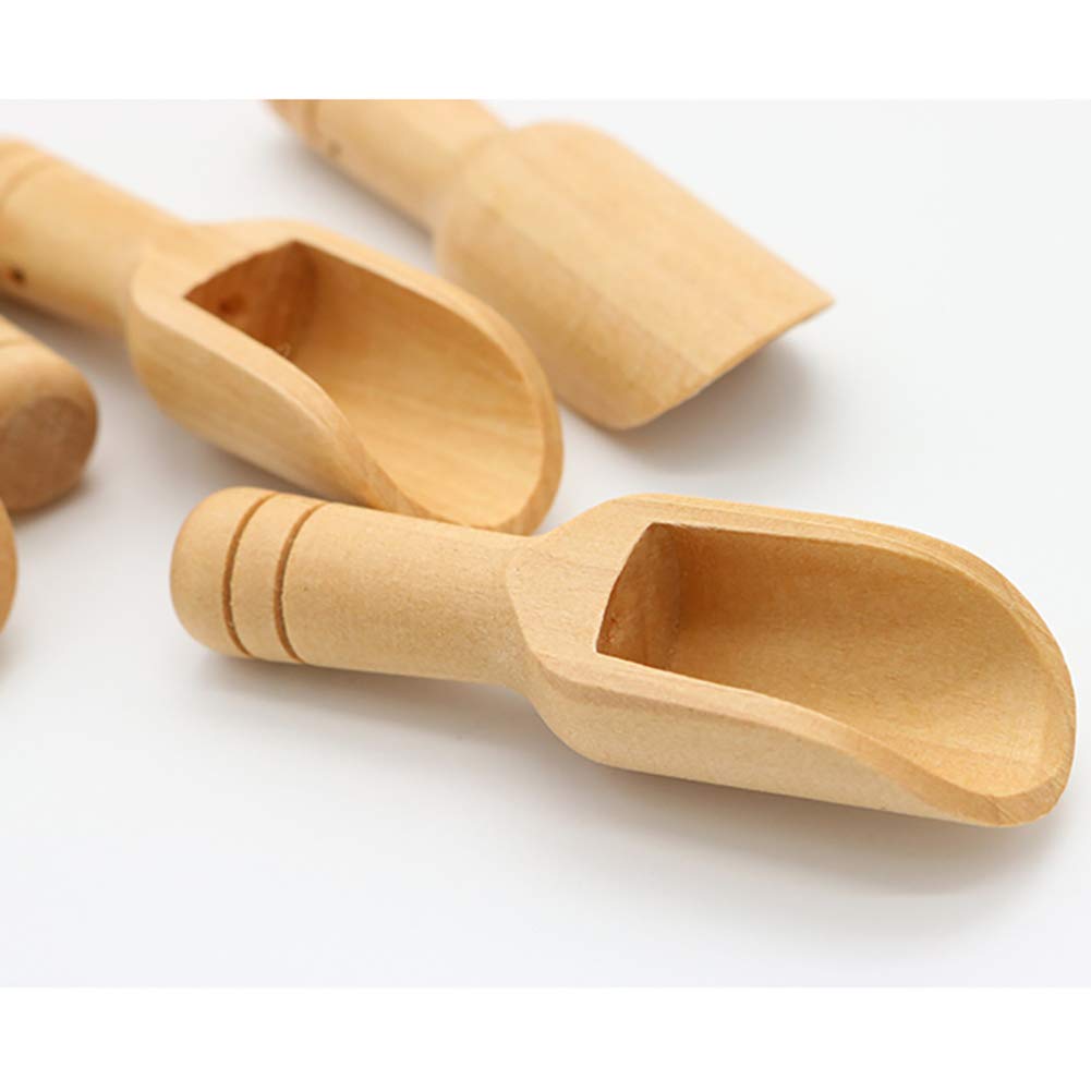 6 Pcs Mini Wooden Scoops Small Bath Salt Spoon Candy Spoon Washing Powder Spoon