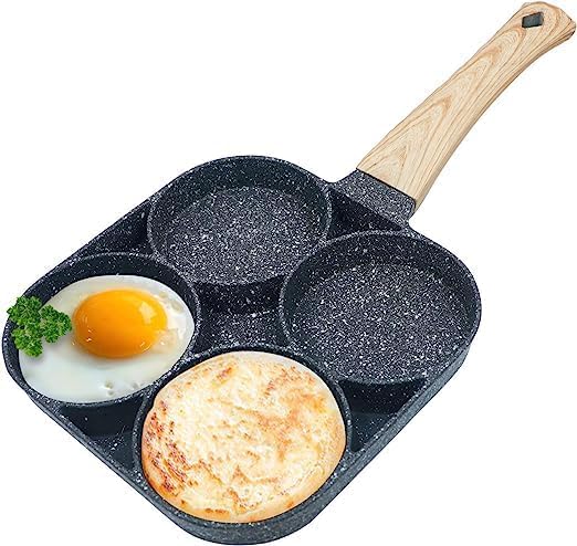 Hebezon Egg Frying Pan Nonstick Pancake Pans 4Cups Cookware Pancake, Omelette Pan,Idli Non Stic Plat Harmless With Handle For E