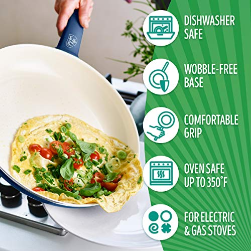 GreenLife Soft Grip Healthy Ceramic Nonstick 12 Piece Cookware Pots and Pans Set, PFAS-Free, Dishwasher Safe, Blue