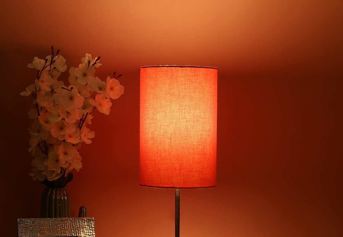 Btr Crafts Orange Cylinder Lamp Shade, Decorative Light Lamp For Living Room, Home, Bedroom, Suitable For Medium Table & Floor L