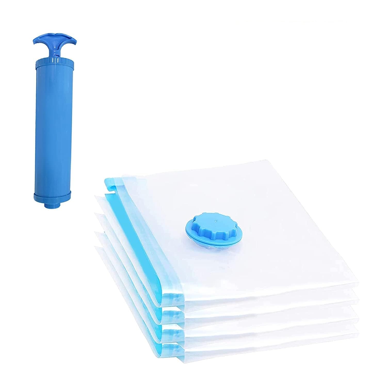 Gbex Reusable Ziplock Vacuum Storage Space Saver Plastic Bags For Clothes With Travel Hand Pump  Pack Of 6 (2S (50Cmx60Cm), 2M 