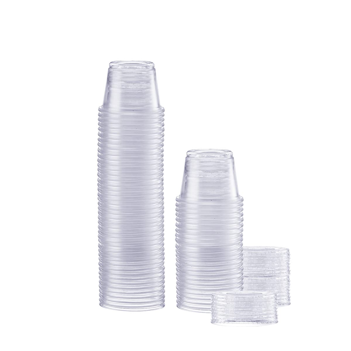 Comfy Package [50 Sets] 1 Oz. Plastic Portion Cups With Lids, Souffle Cups, Condiment Cups