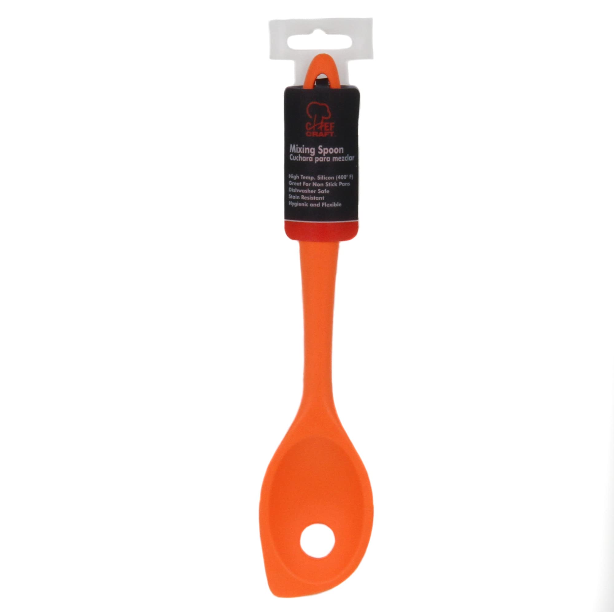 Chef Craft Premium Silicone Mixing Spoon, 11 Inch, Orange