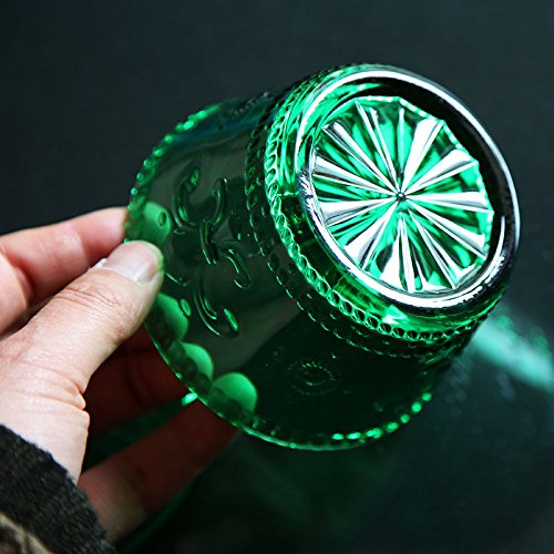 Massjoy European Retro Nostalgic Three-Dimensional Relief Color Glass Jar Candy Jar Seasoning Jar With Lid