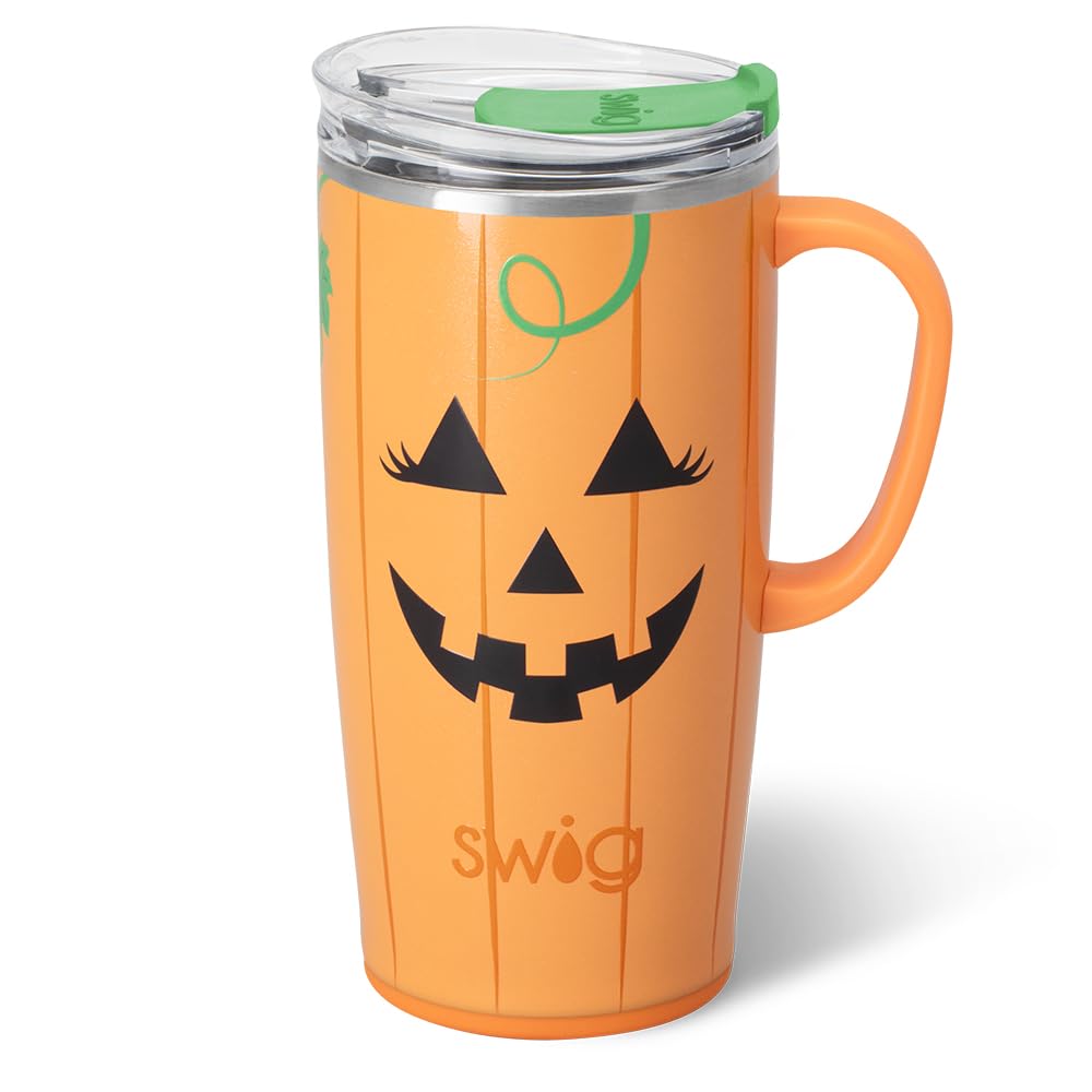 Swig Life 22oz Travel Mug, Hallowen Insulated Tumbler with Handle and Lid, Travel Coffee Mug, Cup Holder Friendly, Stainless Ste