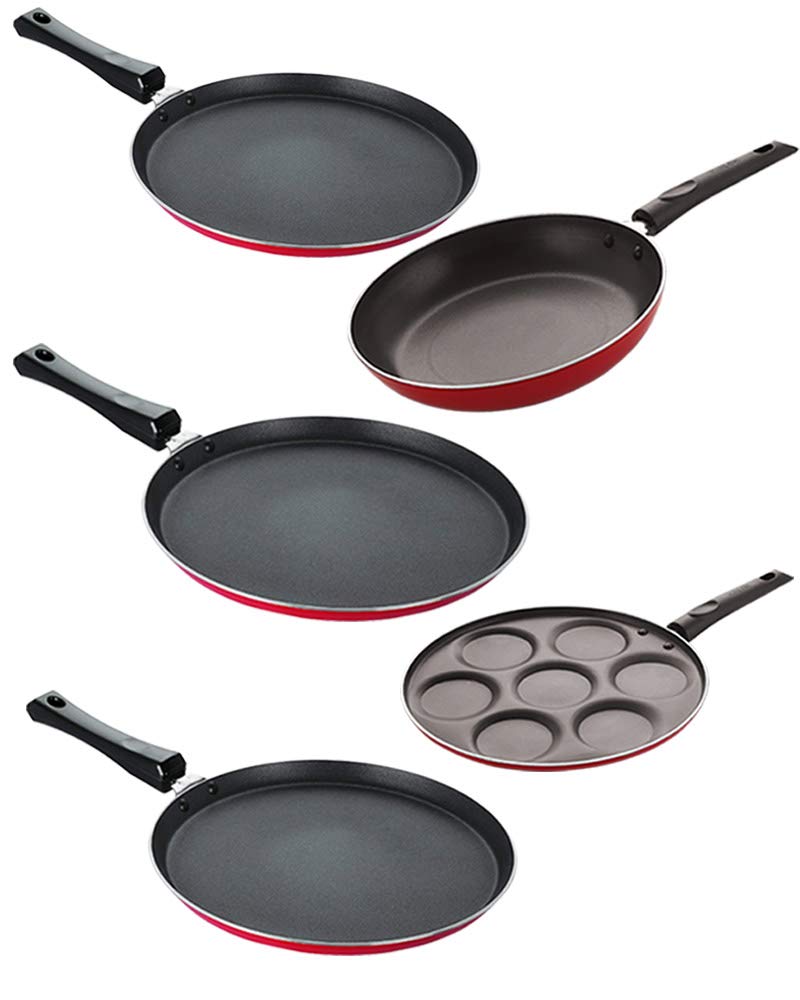 Nirlon Non Stick Aluminium Cookware Set Of 5 Pieces (2.6Mm_Ft13_Ft12_Tp_Ft11_Up7)