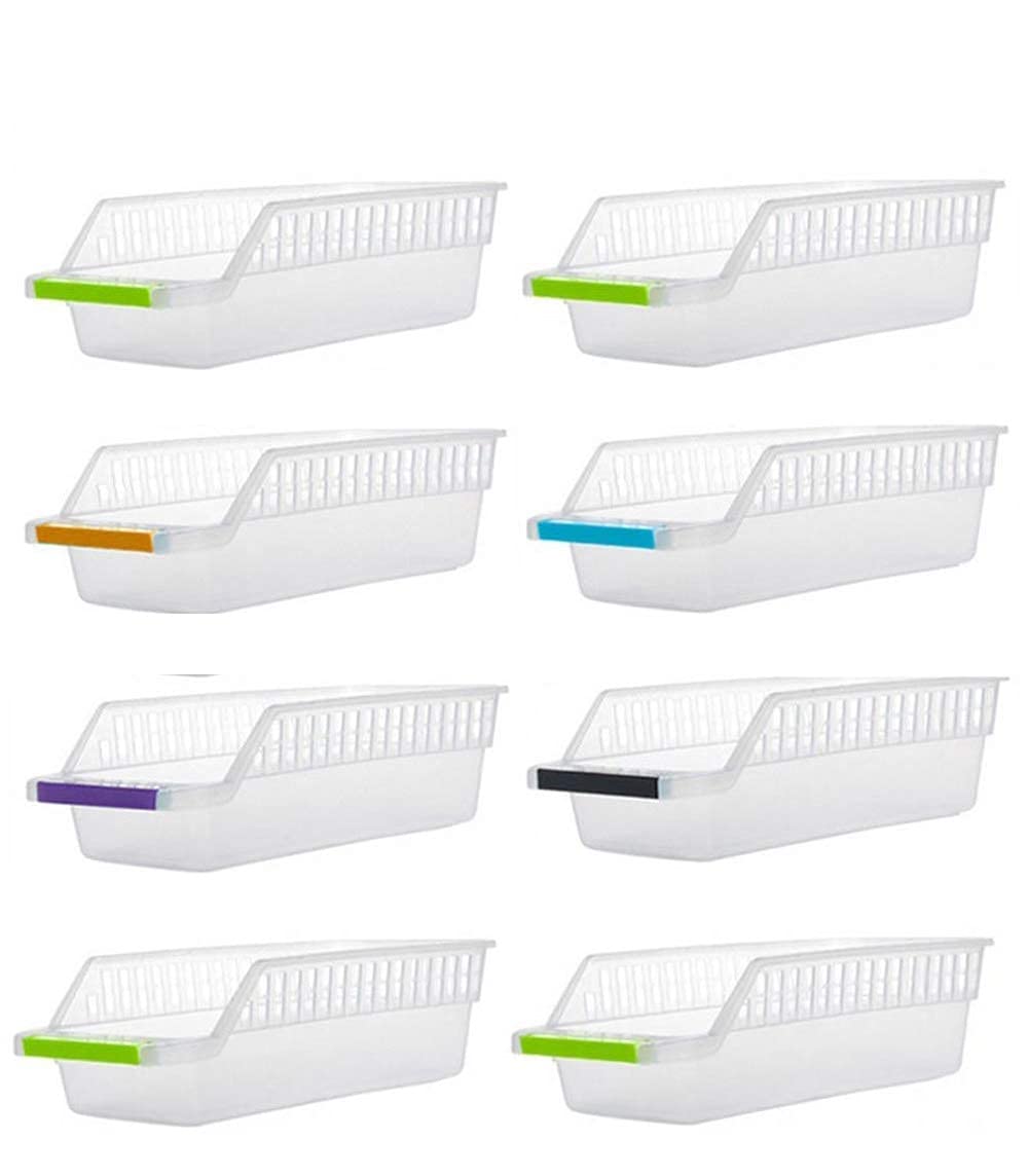 Inditradition Space Saver Fridge Organizer Bins | Stackable Refrigerator Food Storage Organizer, Food Grade Plastic (Pack Of 8)