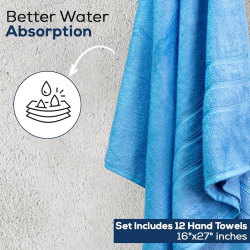 Simpli-Magic Cotton Hand Towels, 16''X27'', 12 Pack, Blue