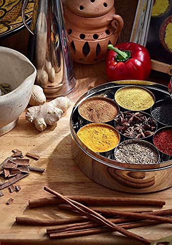 Artisenia Mother'S Day Gifts Stainless Steel Spice Container Masala Box 7 Containers And 2 Small Spoon Masala Box Indian Masala