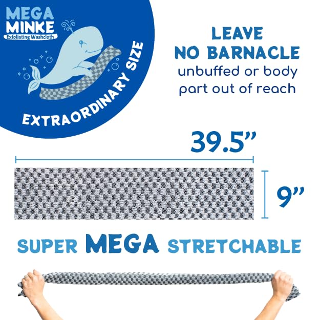 Jj Kent Mega Minke Exfoliating Washcloth - Reusable Exfoliating Body Scrubber And Dead Skin Remover For Super Soft Skin - Rip-Re