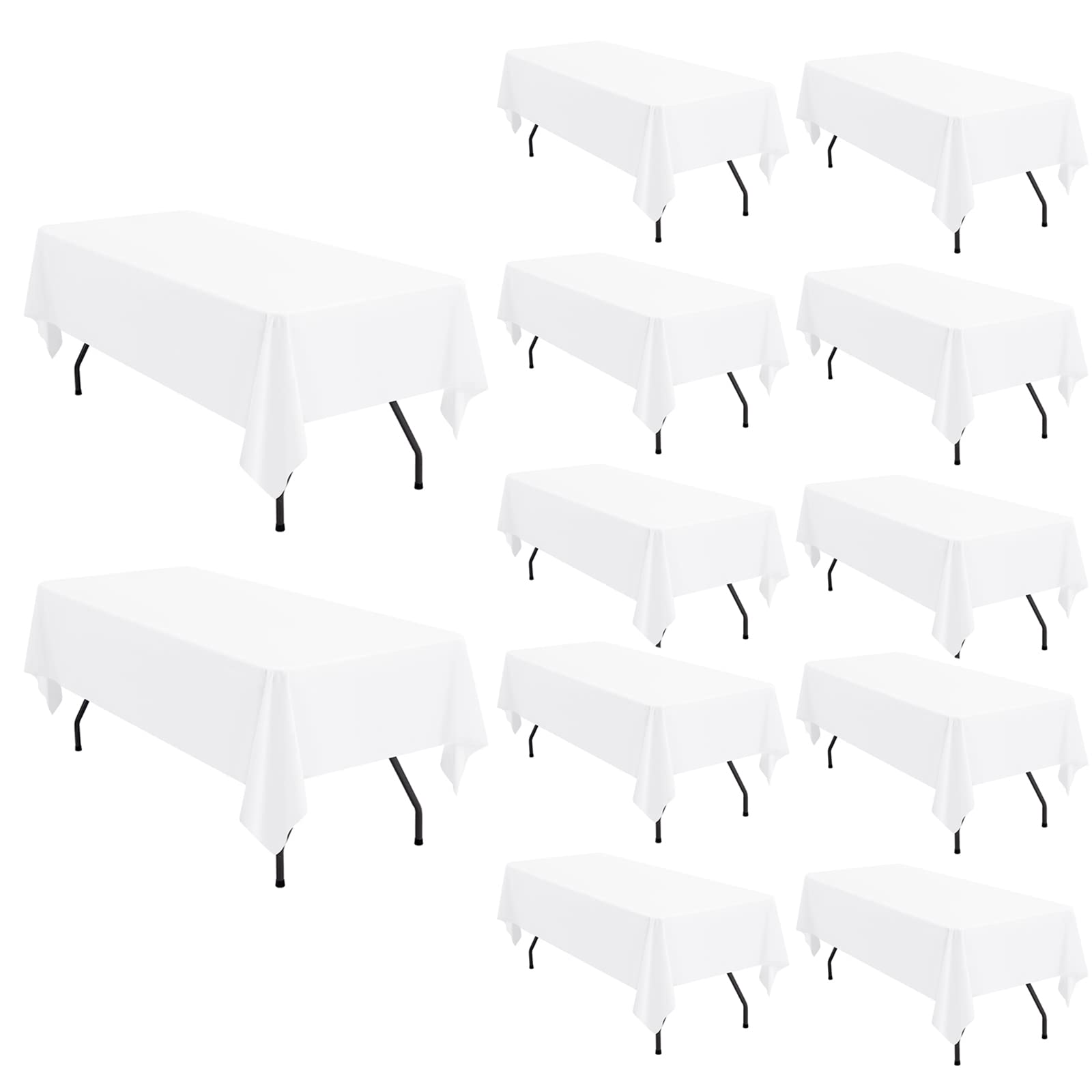 12 Pack White Tablecloth60 x 126Inch Rectangle Tablecloth Polyester Table cloth for 8 Feet Rectangle Tables,Wrinkle Resistant W