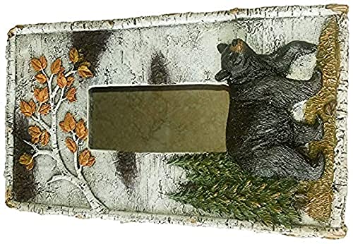 Comfy Hour Western Retro Collection 4'' Rustic Nature Birch Black Bear Tissue Paper Holder Cover Box, Polyresin