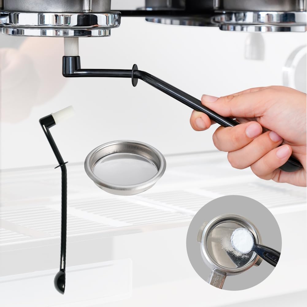 Watchget Coffee Machine Cleaning Set,1Piece Coffee Machine Brush With Spoon And 1 Piece 58Mm Stainless Steel Backflush Insert, M