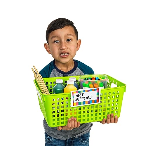 Really Good Stuff Large Plastic Book Baskets, 13?'' By 10'' By 5?'' - Single, Neon Green | Classroom Library Organizer, Toy Stor