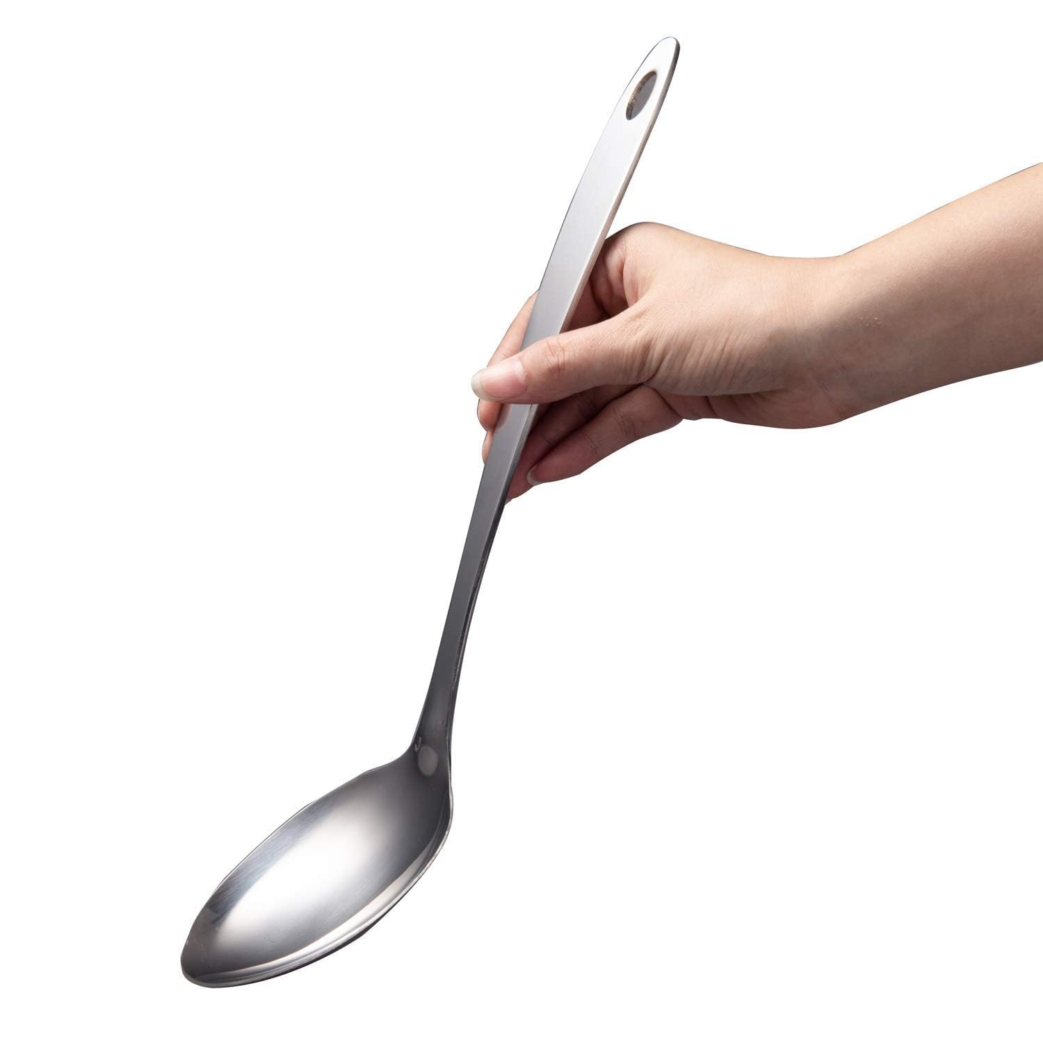Imeea Large Cooking Spoon Stainless Steel Basting Spoon For Cooking Serving Spoon, 12.8-Inch
