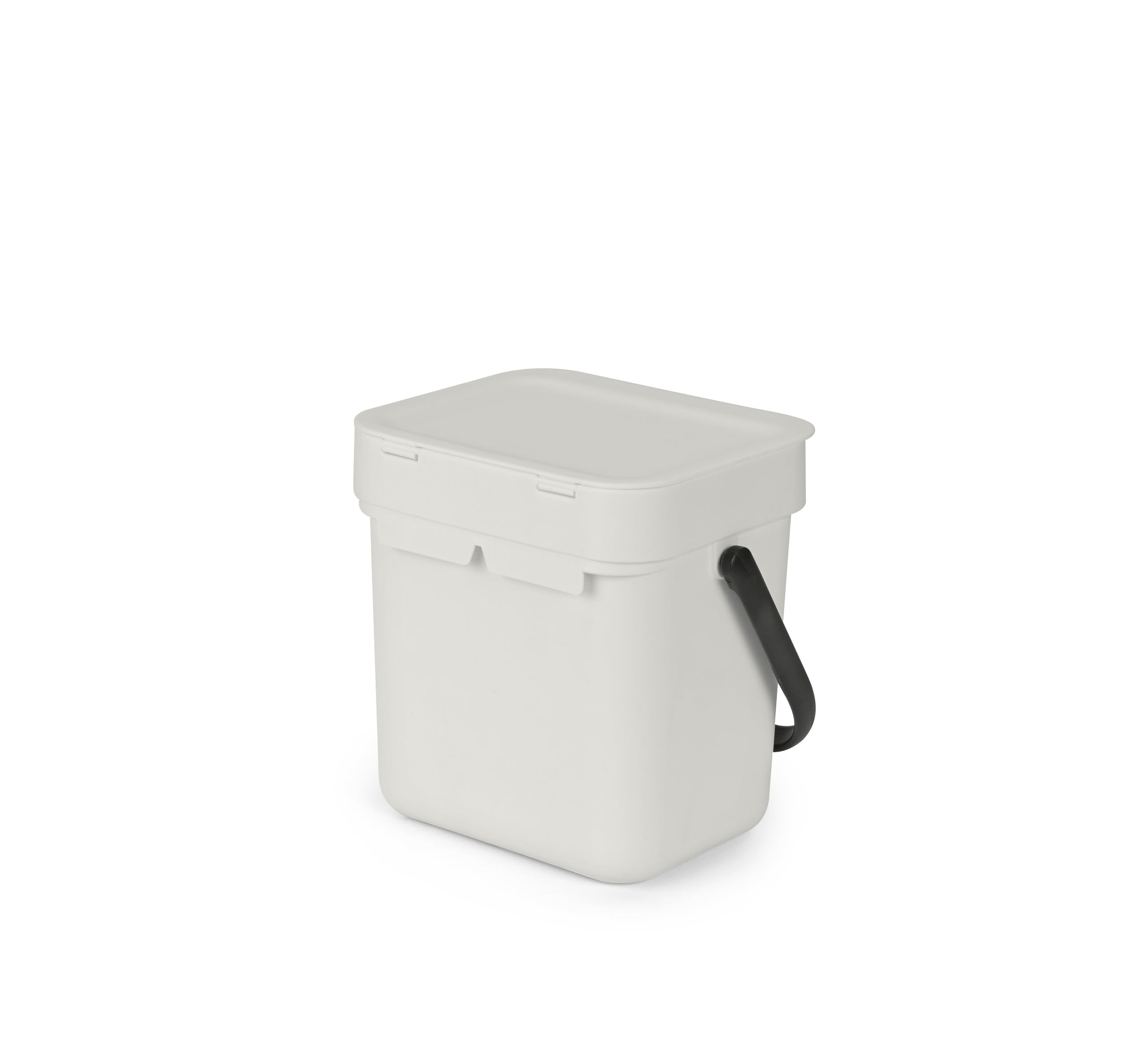 Brabantia Sort & go Food Trash can (08 galLight gray) Small countertop Kitchen compost caddy with Handle & Removable Lid  Easy clean
