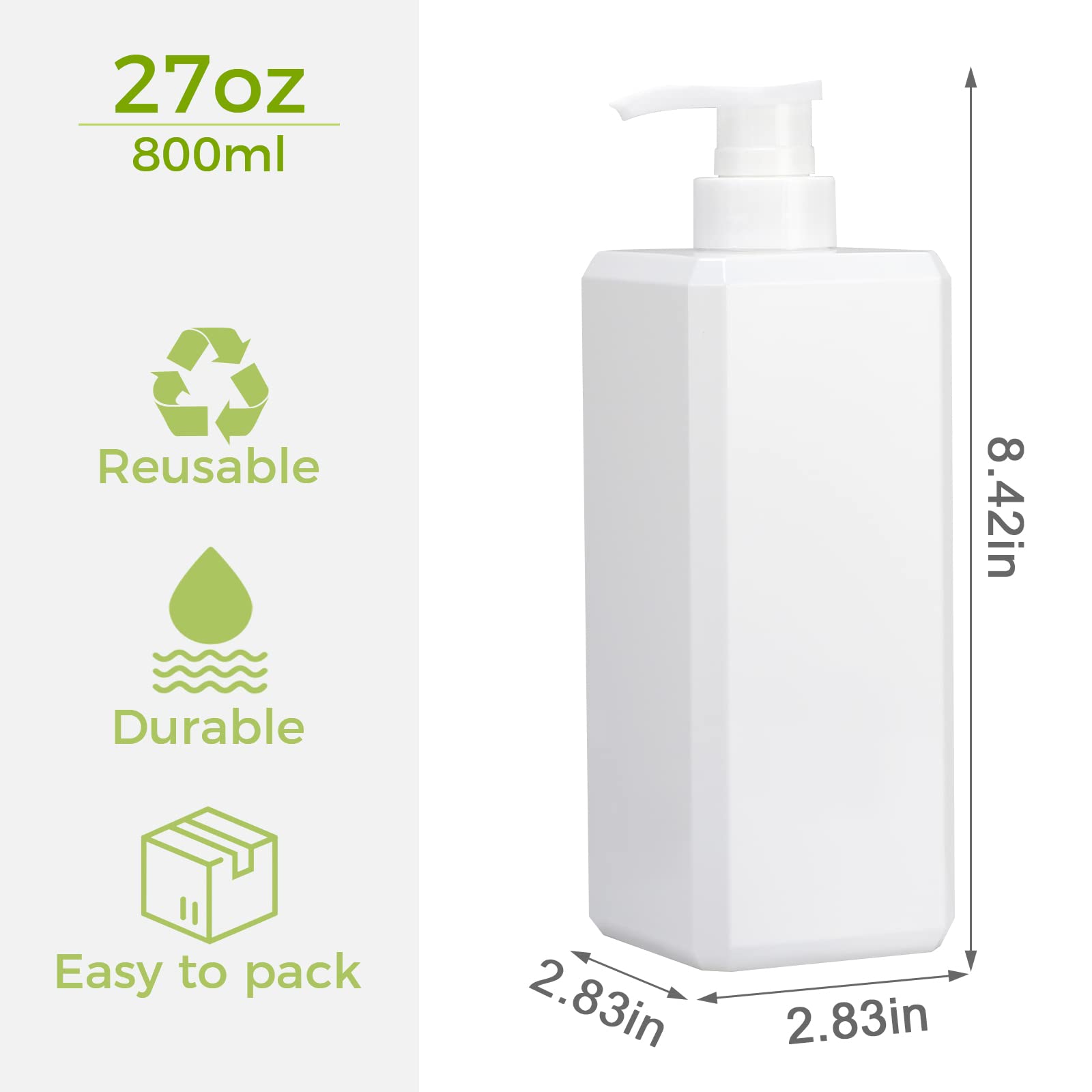 Suream Shampoo And Conditioner Dispenser Set - 27Oz Plastic Empty Bottle With 4Pcs Lables, Reusable Countertop Soap Organizer Fo