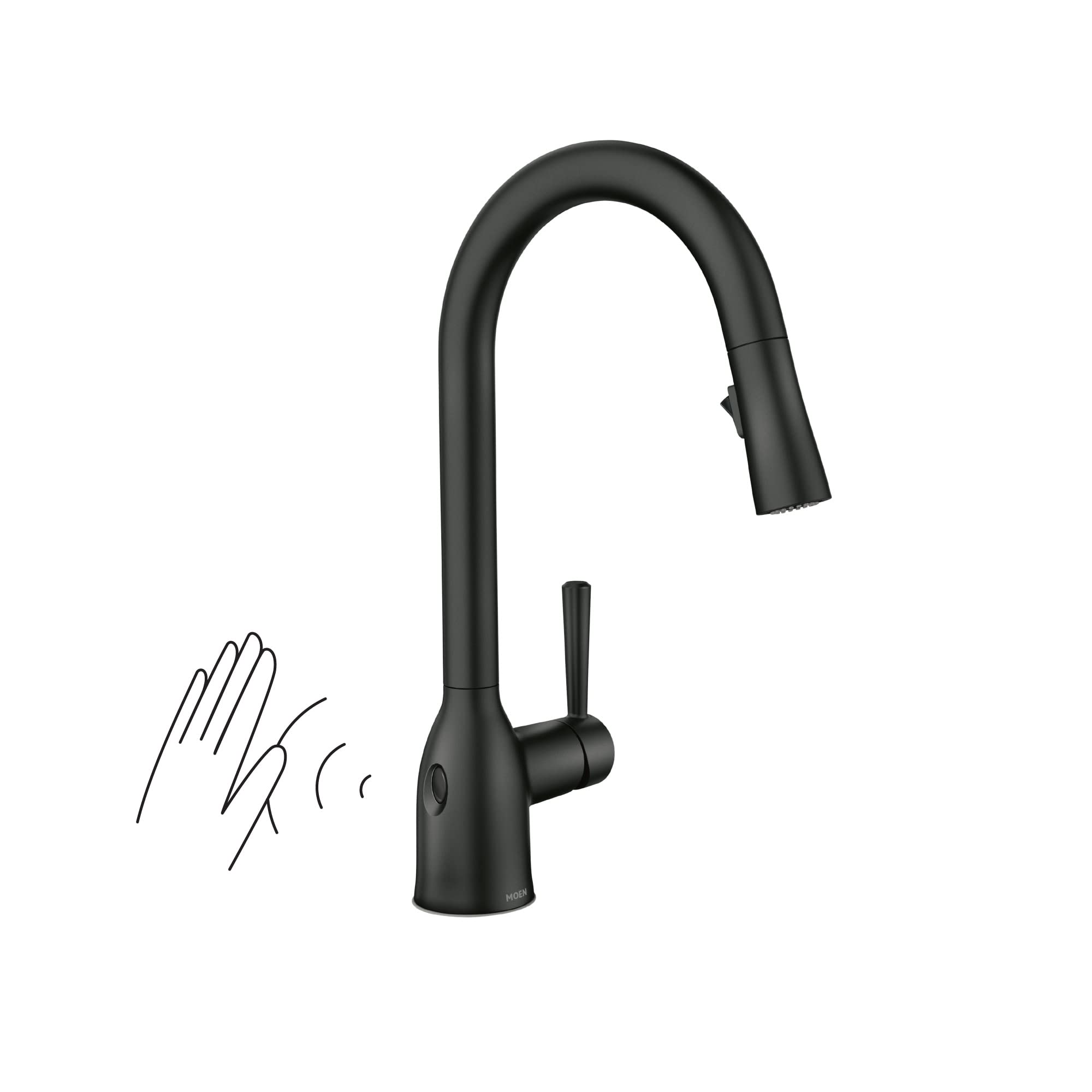 Moen Adler Matte Black Single-Handle High Arc Pulldown Kitchen Faucet, 87233Ewbl