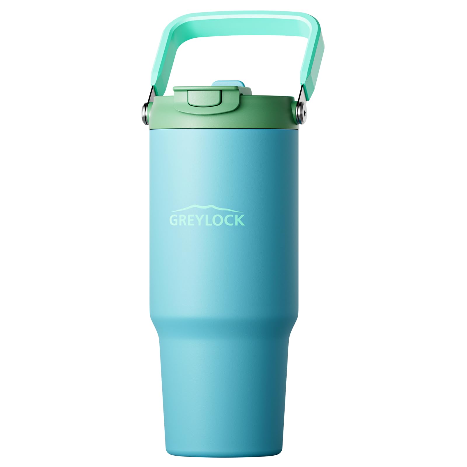 Greylock 30 oz Insulated Tumbler with Top Handle, 2in1 Flip Straw & Spout Lid