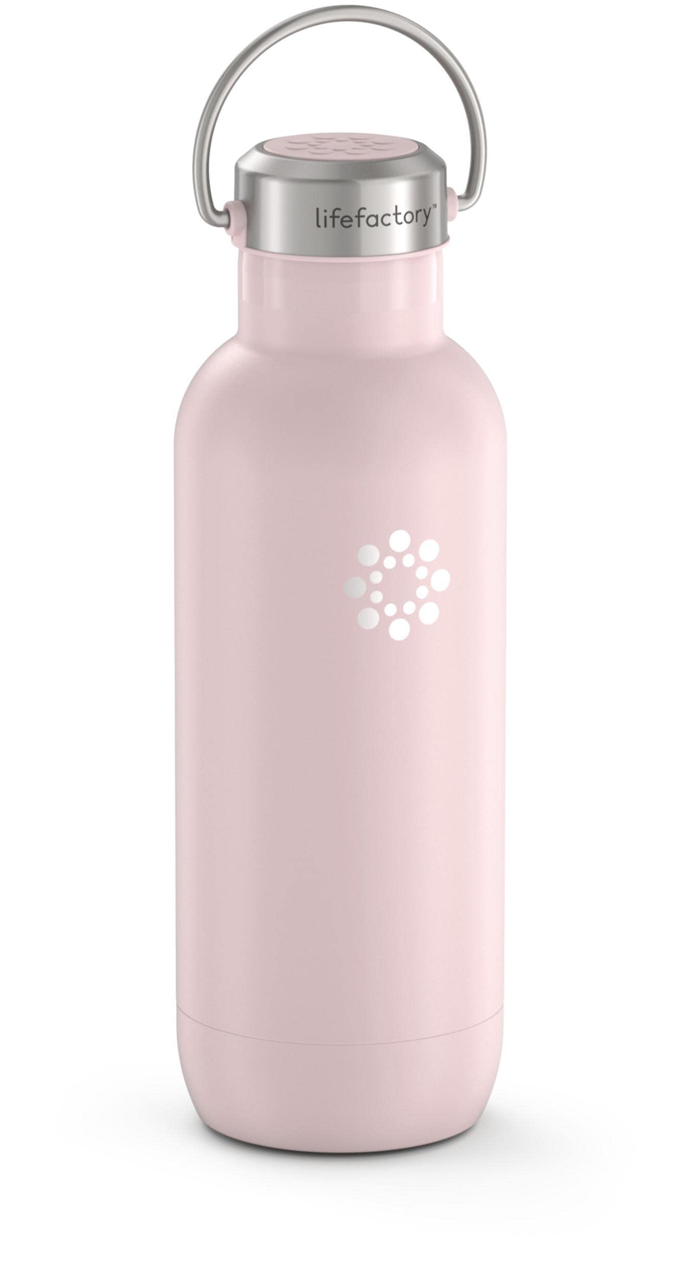 LIfeFactory Stainless Steel Vacuum-Insulated Sport Bottle  20 Ounce  Desert Rose