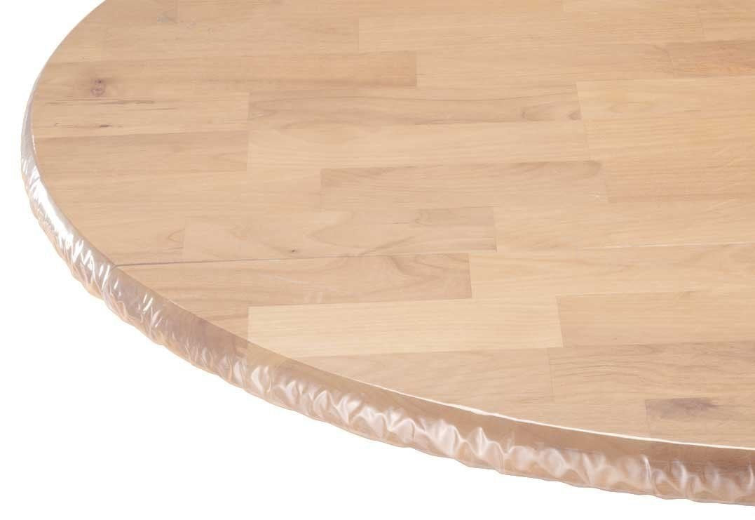 Yourtablecloth Heavy Duty Clear Vinyl Round Fitted Tablecloth (Table Cover) Elasticized Tablecloth Great For Protecting Your Fin