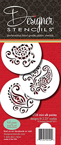 Designer Stencils Silk Paisley Cookie Stencils, Mini, Beige/Semi-Transparent