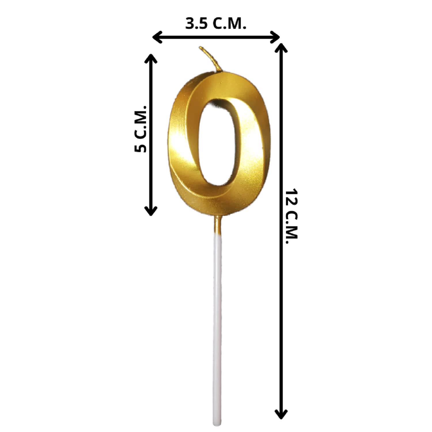 Party Decorz Number 0 Gold Candle | Zero Number Candle |Number 0 Metallic Gold Candle for Birthday,Anniversary, Surprise Party C