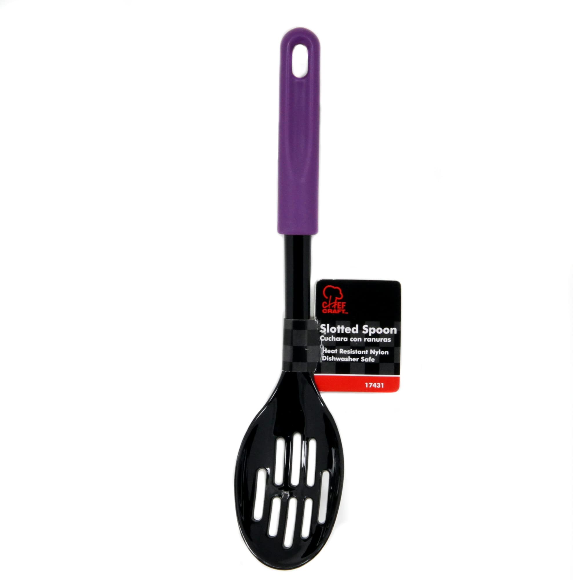 Chef Craft Basic Nylon Slotted Spoon, 11.5 Inch, Purple