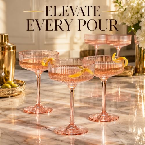 Madrid Acrylic Champagne Coupe Cocktail Glassware, Set of 6