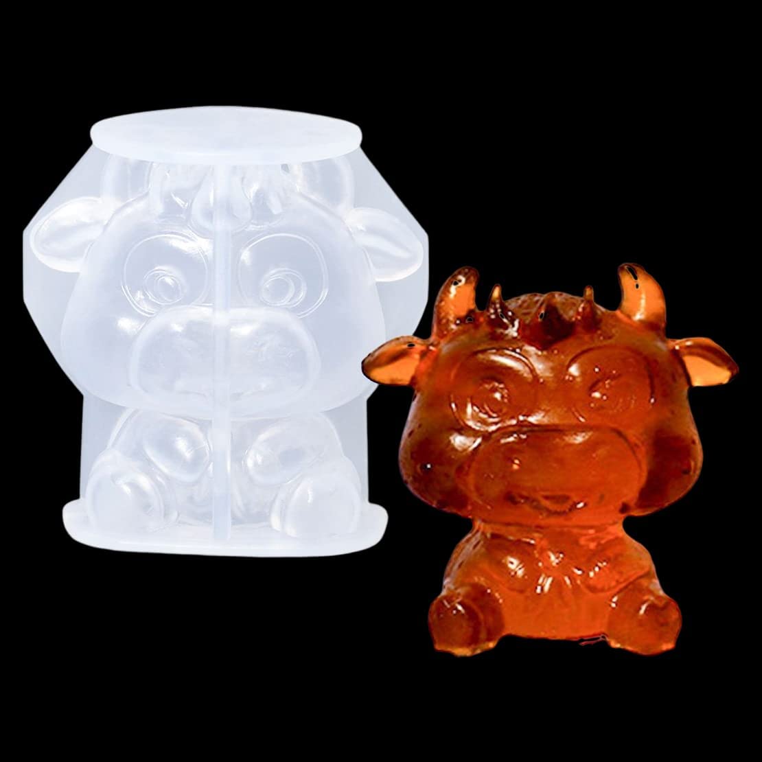 Deryarcle Cow Silicone Mold 3D Animal Resin Molds Cute Crystal Ornament Moulds Small Epoxy Resin Casting Mould For Home Desktop