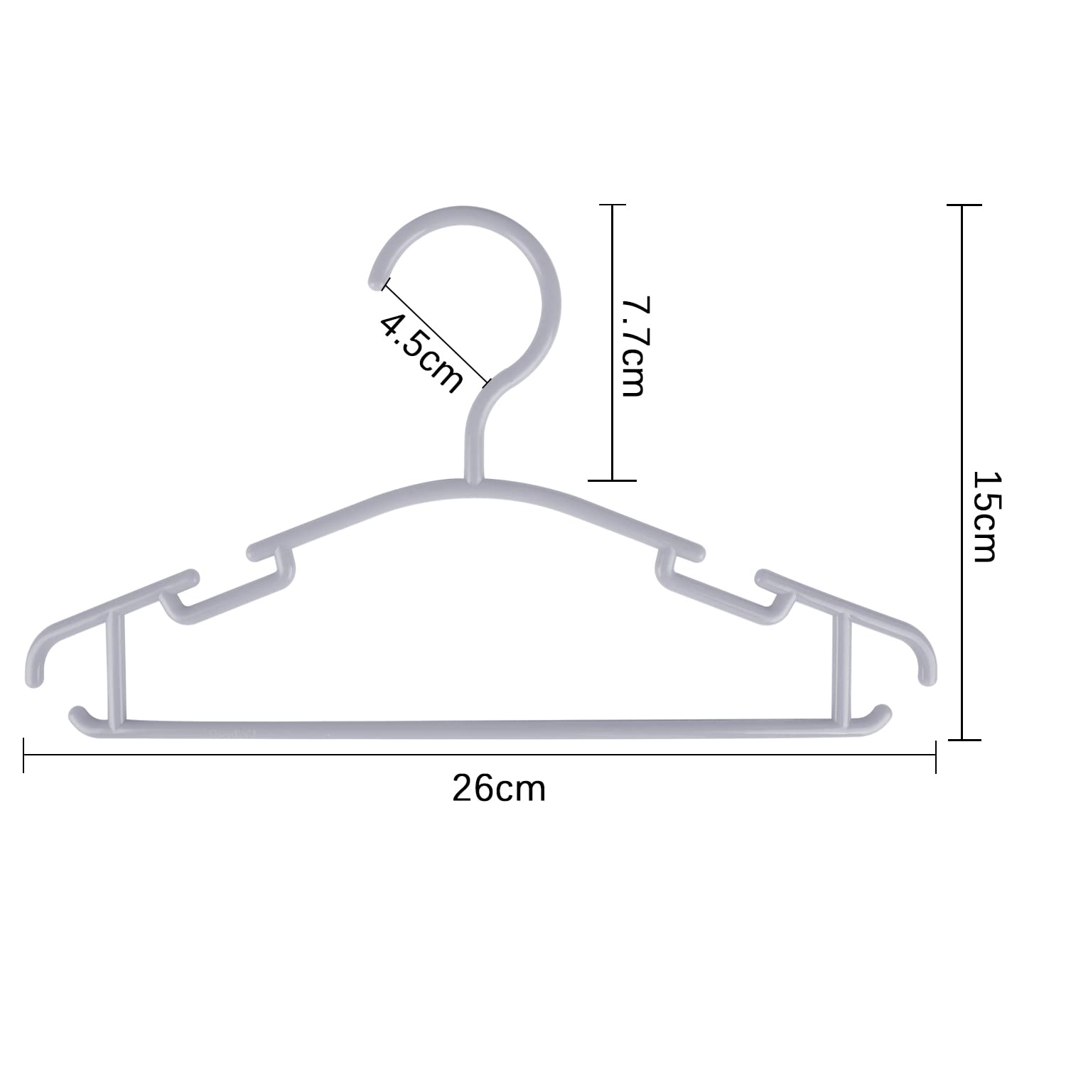 Goodtou Plastic Baby Hangers, Gray, 60 Pack, Sturdy And Durable, Ideal For Kids' Clothes