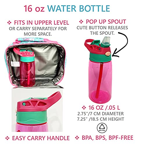 Lunch Bag For Girls With Water Bottle And Ice Pack, Cute Lunch-Box For Toddler Daycare Pre-School, Kids Container For Lunches Sn