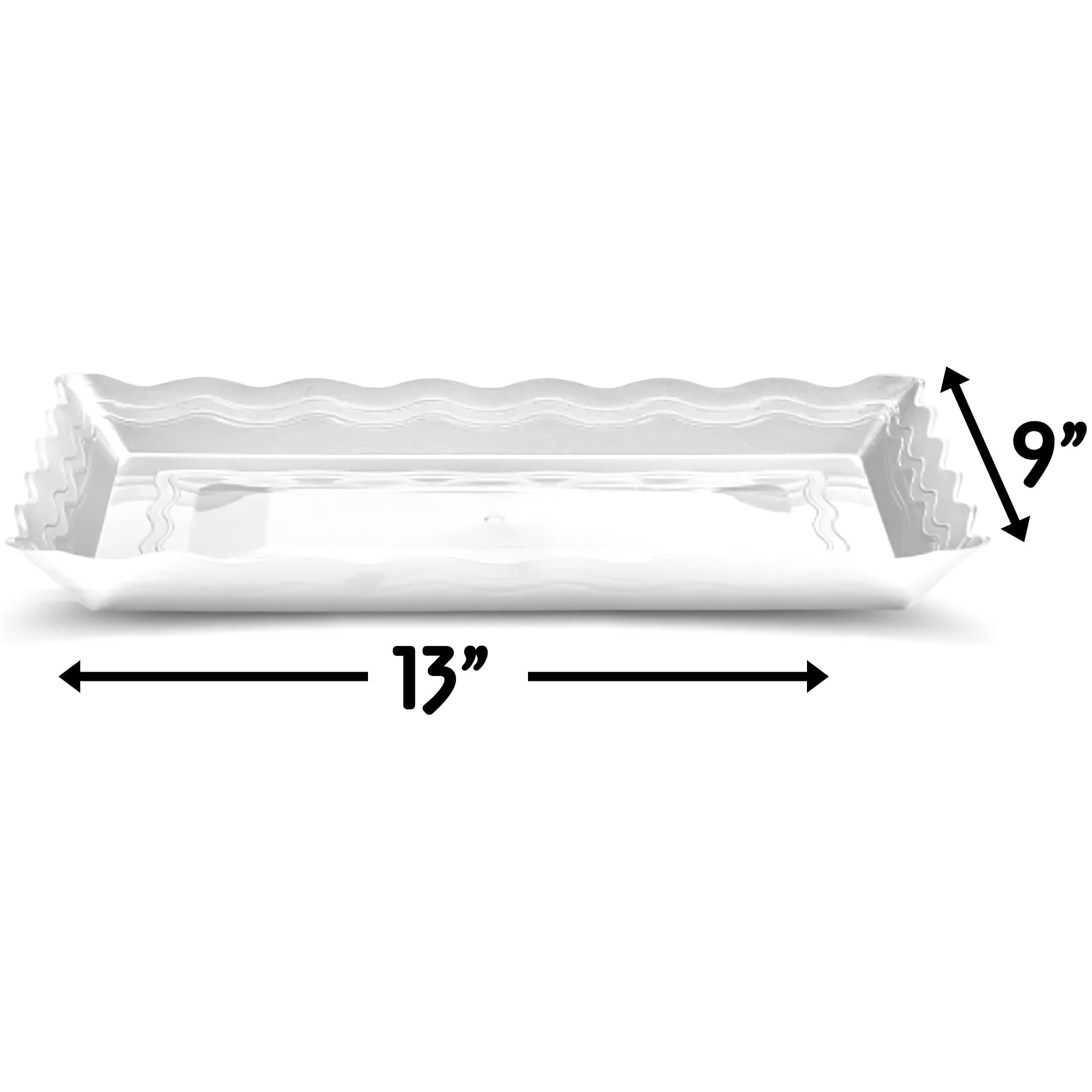 Elegant White Premium Wave Serving Tray - 9'' X 13''- Heavyweight Plastic, Perfect For Parties, Weddings, And Catering Events