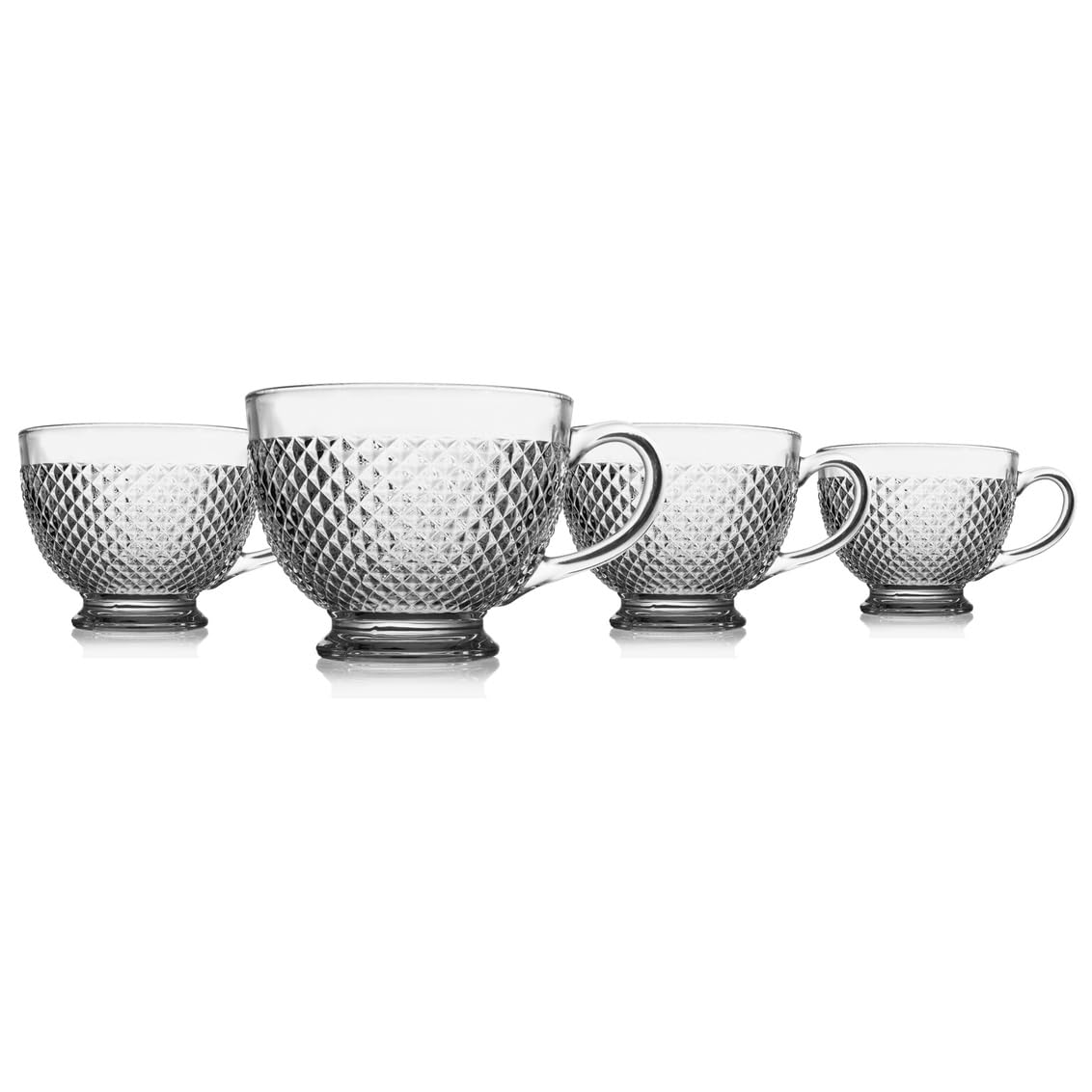 Godinger Coffee Mug, Drinking Mug, Tea Mug, Coffee Mugs and Glass Tea Cups with Handle Drinkware Set, Ideal Gift for Every Occas