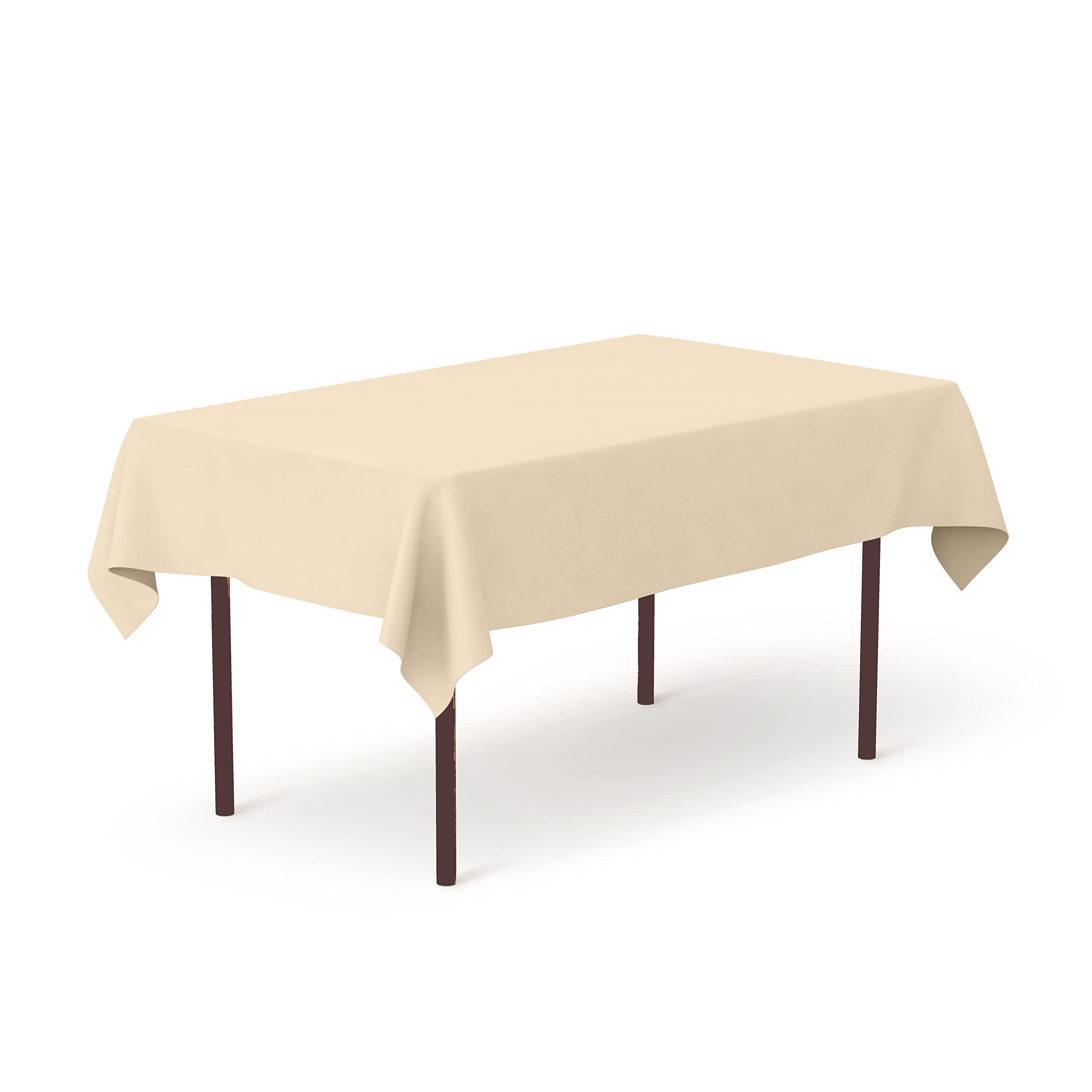 Pomp Beige 60 X 84 Premium Polyester Tablecloth  Wrinkle + Stain Resistant Easy Care Fabric  Fits 6Ft Rectangle Table