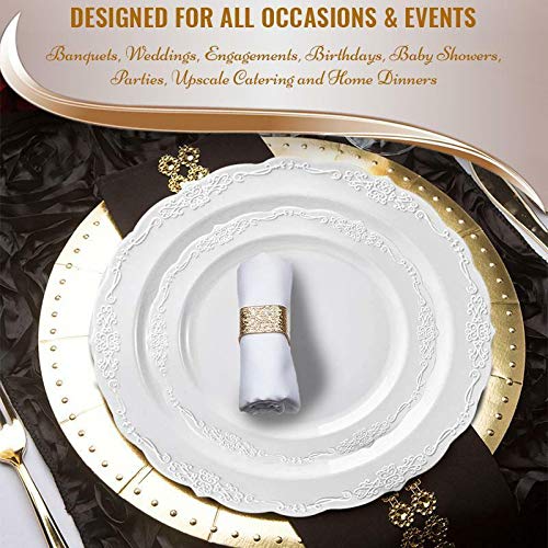 Kaya White Vintage Round Disposable Dinner Plates - 10'' (Packs Of 10), Stylish Design, Perfect For Any Occasion