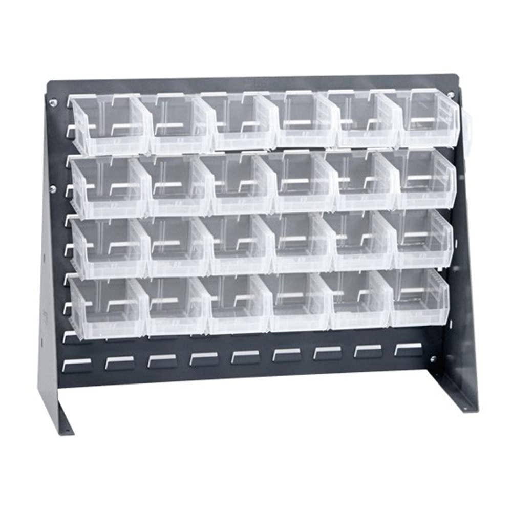 Quantum Storage Systems Qbr-2721-210-24Cl Ultra Bin Complete Bench Rack Package With 24 Ultra Bins, 27'' X 8'' X 21'' , Clear