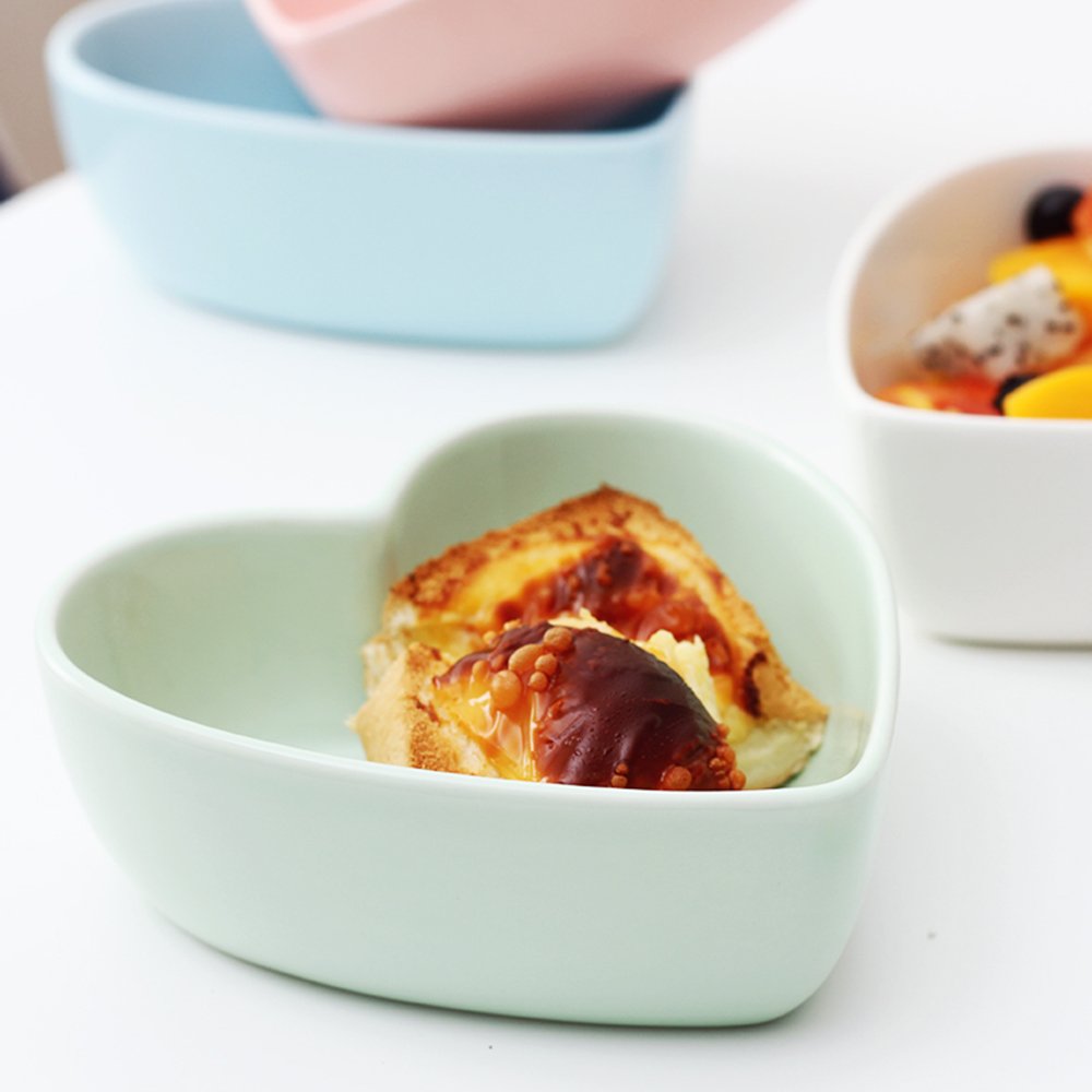 WAIT FLY Heart-shaped Bowls for Salad Soup Snack Dessert Best Kitchen Household Cooking Gifts for Home Kitchen  Pink/Blue/White/Green