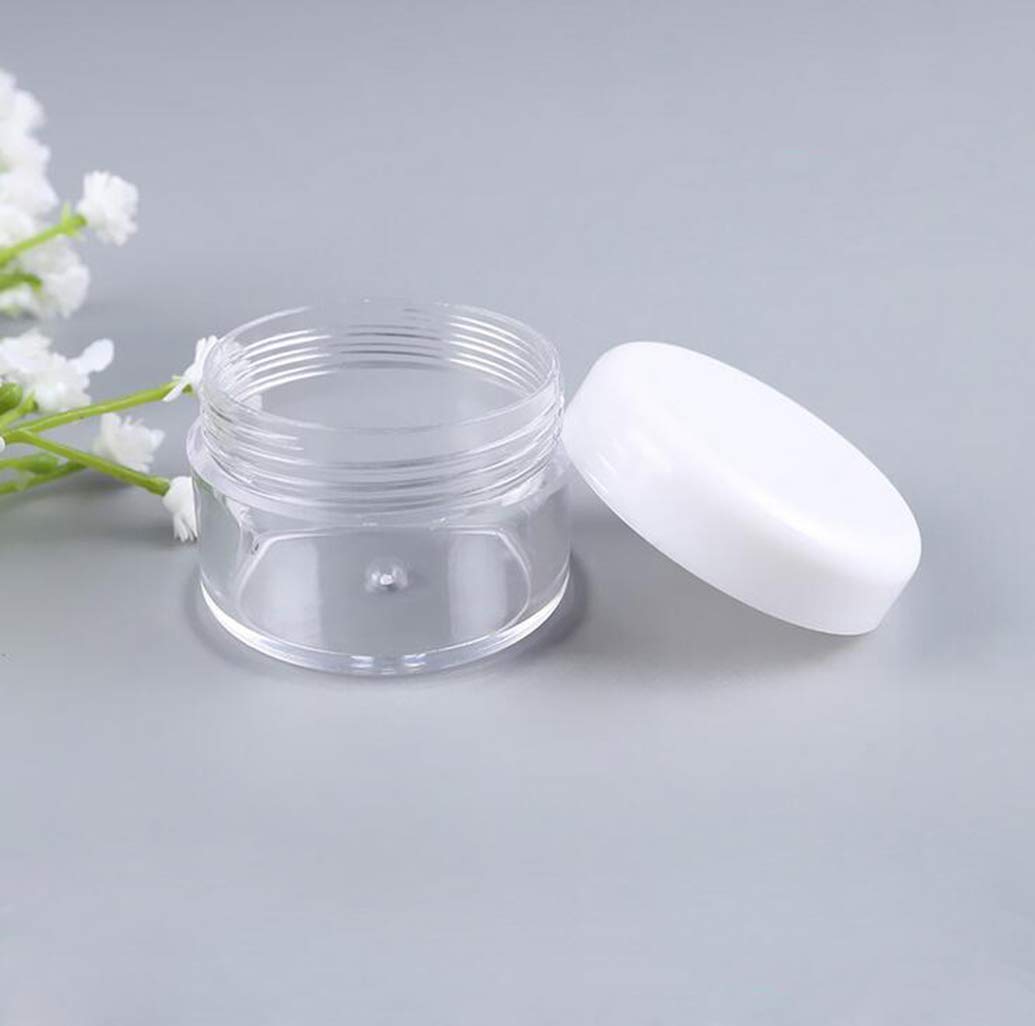 24 Pcs 15Ml 0.5Oz Round Shaped Refillable Clear Container With White Plastic Screw Cap Lid For Makeup Water Lotion Cream Nail Po