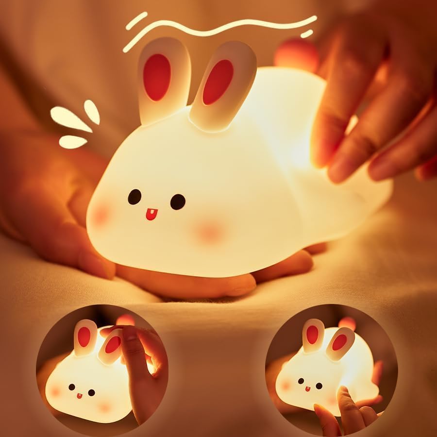 One94Store Kids Cute Little Rabbit Touch Silicone Night Lamp  Rechargeable Led Bedside Lamp For ChildrenS Bedroom, Romantic De
