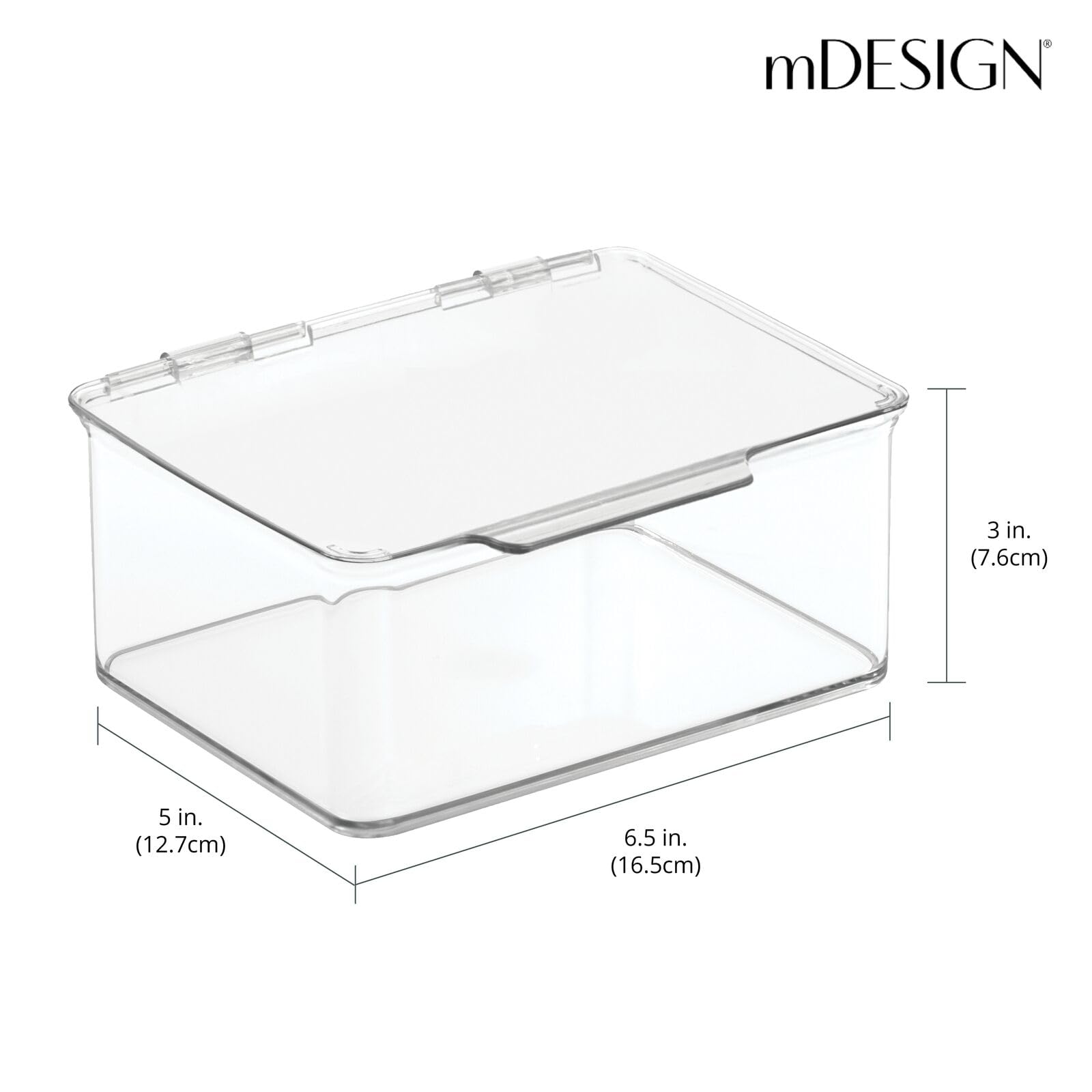 Mdesign Plastic Playroom/Gaming Storage Organizer Box Containers, Hinged Lid For Shelves Or Cubby, Holds Small Toys, Building Bl