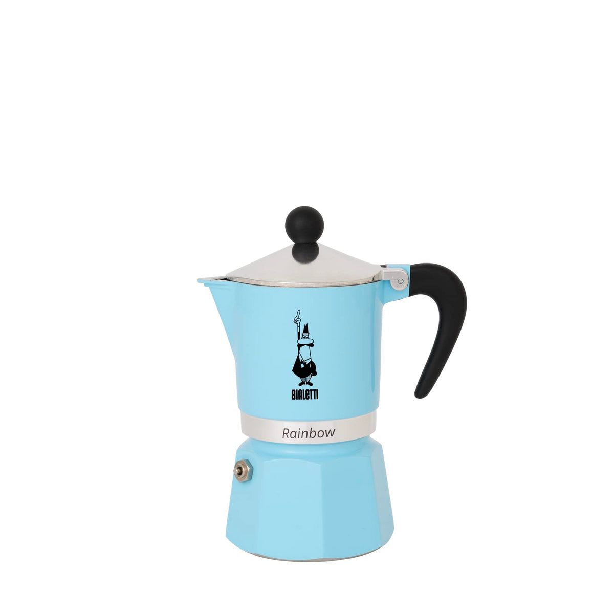 Bialetti - Rainbow: Stovetop Espresso Maker, Moka Pot 6 Cups (84 Oz - 250 Ml), Aluminium, Light Blue