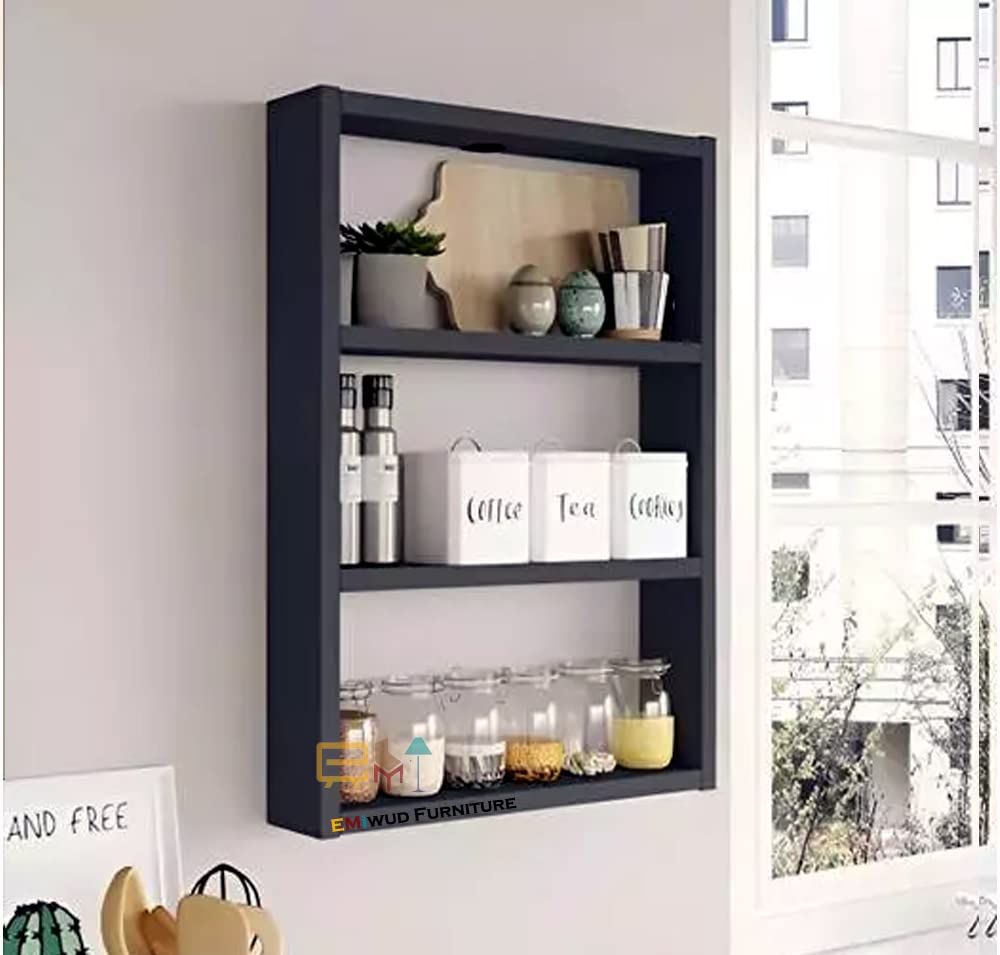 Emiwud Furniture Multipurpose Wooden Wall Hanging Storage Rack | Spice Box Holder Rack Shelf | Masala Box Stand For Living Room 